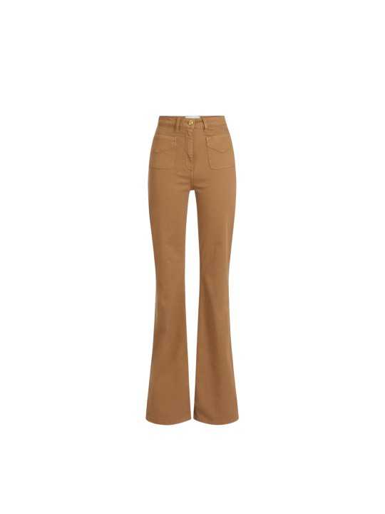 JEANS FLARE POCHES PLAQUEES CAMEL DAINO PJ 22N 6372 A16 ELISABETTA FRANCHI FEMME Strasbourg store pant flat