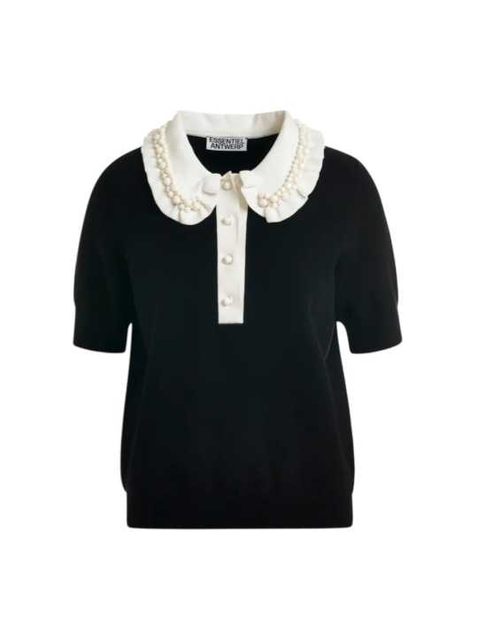 POLO NOIR COL ECRU PAMPILLES ECRU JEWELRY BL34 ESSENTIEL ANTWERP FEMME Strasbourg boutique flat
