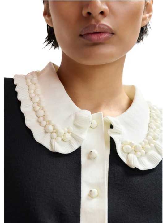 POLO NOIR COL ECRU PAMPILLES ECRU JEWELRY BL34 ESSENTIEL ANTWERP FEMME Strasbourg boutique col