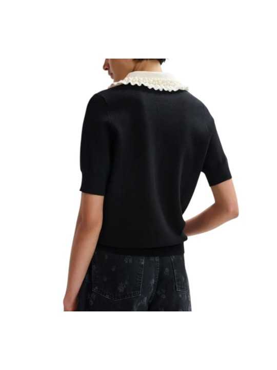 POLO NOIR COL ECRU PAMPILLES ECRU JEWELRY BL34 ESSENTIEL ANTWERP FEMME Strasbourg boutique dos