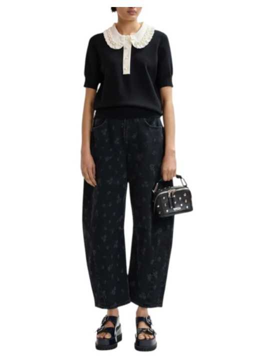 POLO NOIR COL ECRU PAMPILLES ECRU JEWELRY BL34 ESSENTIEL ANTWERP FEMME Strasbourg boutique vue