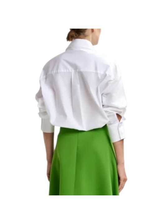 CHEMISE UNIE BLANCHE COL PELLE A TARTE BOUTONS BIJOUX JOMATO WH00 Essentiel Antwerp créateur mode fashion Strasbourg dos