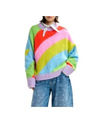 CHEMISE RAYEE BLANC CIEL BEIGE COL PELLE A TARTE BOUTONS BIJOUX JOMATO ESSENTIEL ANTWERP femme vêtement look