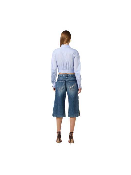 BERMUDA JEANS DELAVE ZIP COTES BRUT PJ 18I 2775 104 ELISABETTA FRANCHI FEMME Strasbourg boutique vue 1