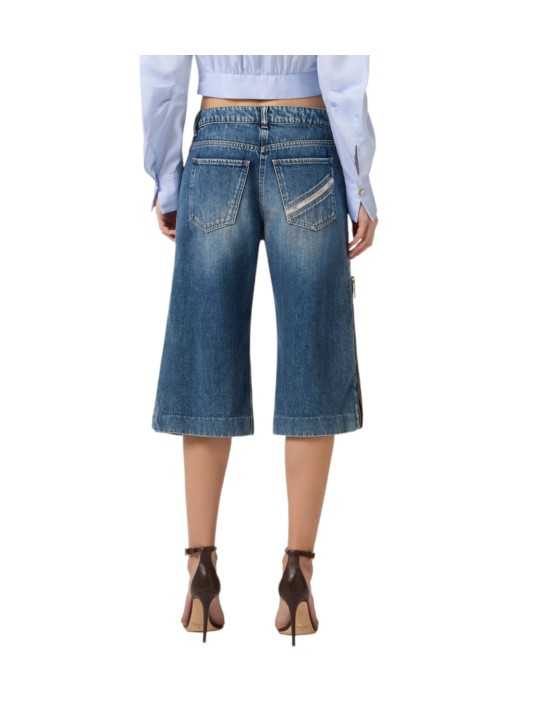 BERMUDA JEANS DELAVE ZIP COTES BRUT PJ 18I 2775 104 ELISABETTA FRANCHI FEMME Strasbourg boutique dos