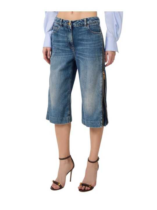 BERMUDA JEANS DELAVE ZIP COTES BRUT PJ 18I 2775 104 ELISABETTA FRANCHI FEMME Strasbourg boutique profil