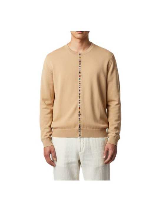 PULL FIN CAMEL BANDE BAYADERE CENTRE M1R 784Z V03026 14 PAUL SMITH HOMME store Strasbourg porté