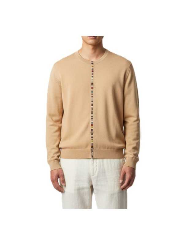 PULL FIN CAMEL BANDE BAYADERE CENTRE M1R 784Z V03026 14 PAUL SMITH HOMME store Strasbourg porté