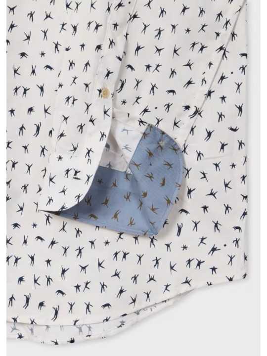 CHEMISE CREME PRINT VOLLEYEURS NAVY M2R 149T V22657 02 PAUL SMITH HOMME store shirt détal