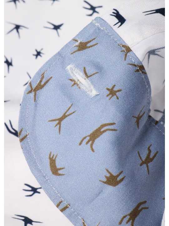 CHEMISE CREME PRINT VOLLEYEURS NAVY M2R 149T V22657 02 PAUL SMITH HOMME store shirt poiignet