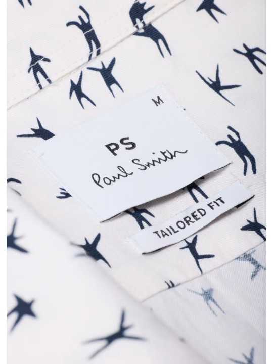 CHEMISE CREME PRINT VOLLEYEURS NAVY M2R 149T V22657 02 PAUL SMITH HOMME store shirt col