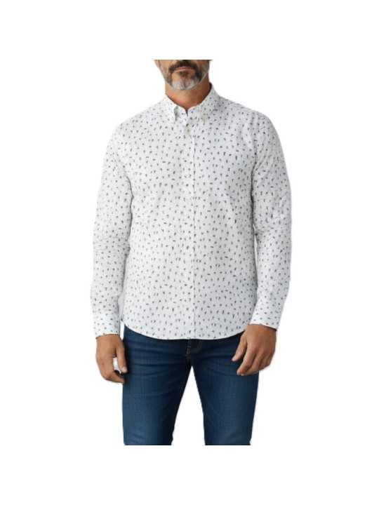 CHEMISE CREME PRINT VOLLEYEURS NAVY M2R 149T V22657 02 PAUL SMITH HOMME store shirt porté