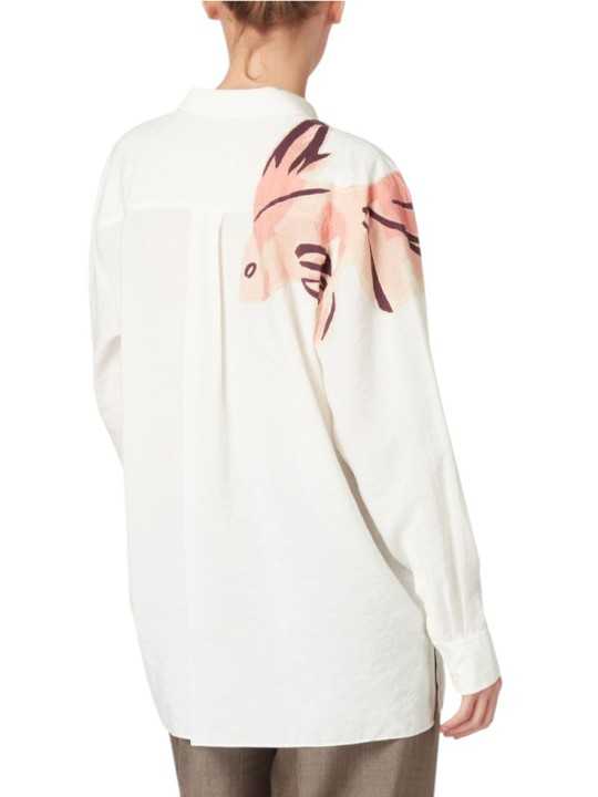 CHEMISE GAUFREE VANILLE PRINT POISSON ROSE SOIE POLY W1R 351B V11226 24 PAUL SMITh femme shirt dos