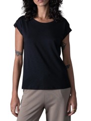 TSHIRT NOELIA FAMME MANCHES AMERICAINES COTON PIMA BLACK ANONYM FEMME store shop face