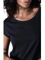TSHIRT NOELIA FAMME MANCHES AMERICAINES COTON PIMA BLACK ANONYM FEMME store shop col
