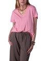 TSHIRT ESMEE FLAMME COL V COTON PIMA ROSE CANDY ANONYME FEMME store shop face1