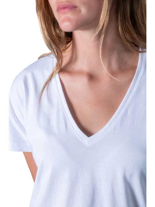 TSHIRT ESMEE FLAMME COL V COTON PIMA BLANC ANONYME FEMME store shop col