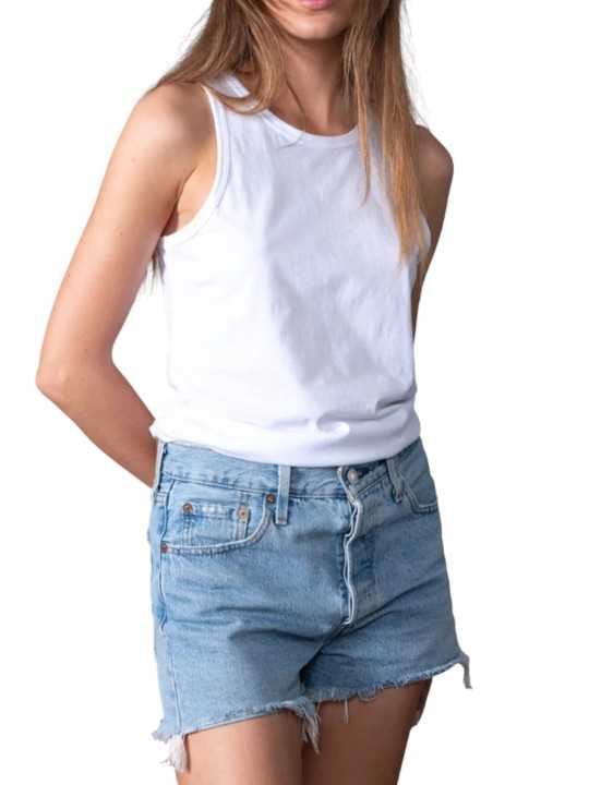 DEBARDEUR COLETTE COTON PIMA BLANC ANONYM FEMME store shop face1