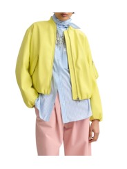 BOMBERS CUIR SIMILI JAUNE JUG LS32 ESSENTIEL ANTWERP FEMME boutique Strasbourg blouson mode fashion store online porté