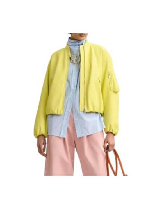BOMBERS CUIR SIMILI JAUNE JUG LS32 ESSENTIEL ANTWERP FEMME boutique Strasbourg blouson mode fashion store online vue