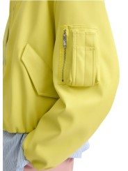 BOMBERS CUIR SIMILI JAUNE JUG LS32 ESSENTIEL ANTWERP FEMME boutique Strasbourg blouson mode fashion store online poche