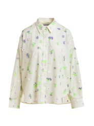 CHEMISE BLANCHE VOILE FLEURS BRODEES SEQUINS LILAS VERT JIMENA J10W Essentiel Antwerp femme createur mode fashion strasbourg