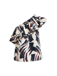 TOP ECRUE ASYMETRIQUE ARTY CHOCO NOIR JILLIAN J3BU Essentiel Antwerp femme createur mode fashion Strasbourg flat