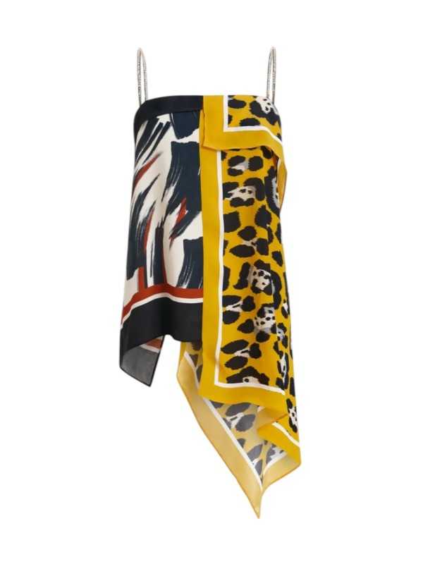 TOP BRETELLES SWARO VISCOSE ARTY CHOCO NOIR LEOPARD JAUNE JOSETTE J2YO Essentiel Antwerp createur mode fashion Strasbourg flat