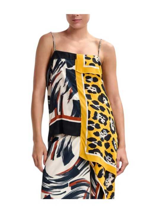 TOP BRETELLES SWARO VISCOSE ARTY CHOCO NOIR LEOPARD JAUNE JOSETTE J2YO Essentiel Antwerp createur mode fashion Strasbourg porté