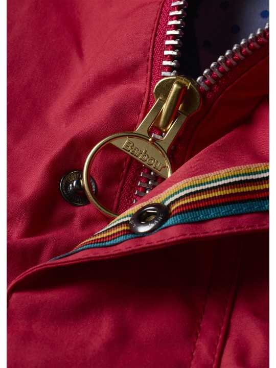 Veste Spey coton déperlant rouge col velours camel Paul Smith loves Barbour LCA0390 RE52 femme Strasbourg boutique zip