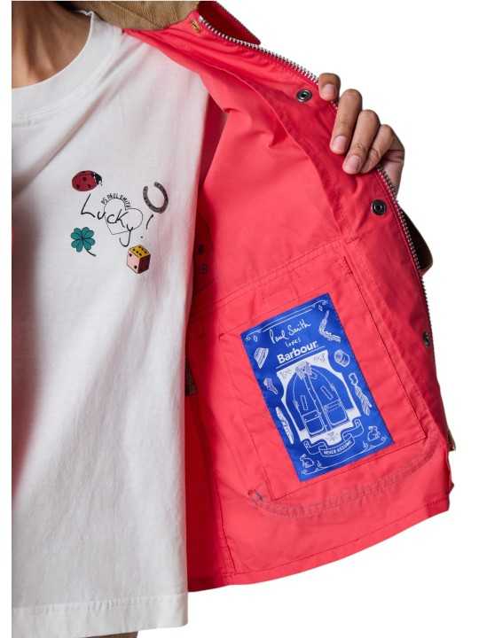 Veste Spey coton déperlant rouge col velours camel Paul Smith loves Barbour LCA0390 RE52 femme Strasbourg boutique in