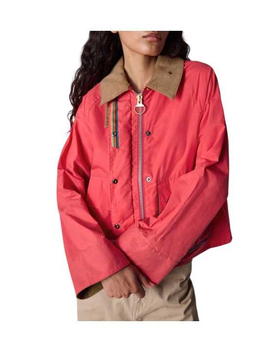 Veste Spey coton déperlant rouge col velours camel Paul Smith loves Barbour LCA0390 RE52 femme Strasbourg boutique vue