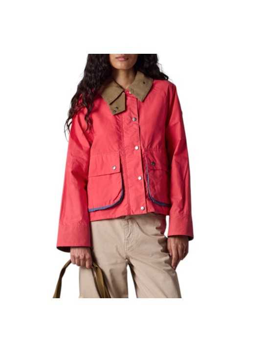 Veste Spey coton déperlant rouge col velours camel Paul Smith loves Barbour LCA0390 RE52 femme Strasbourg boutique look