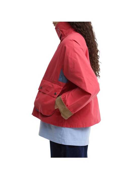 Veste Spey coton déperlant rouge col velours camel Paul Smith loves Barbour LCA0390 RE52 femme Strasbourg boutique profil