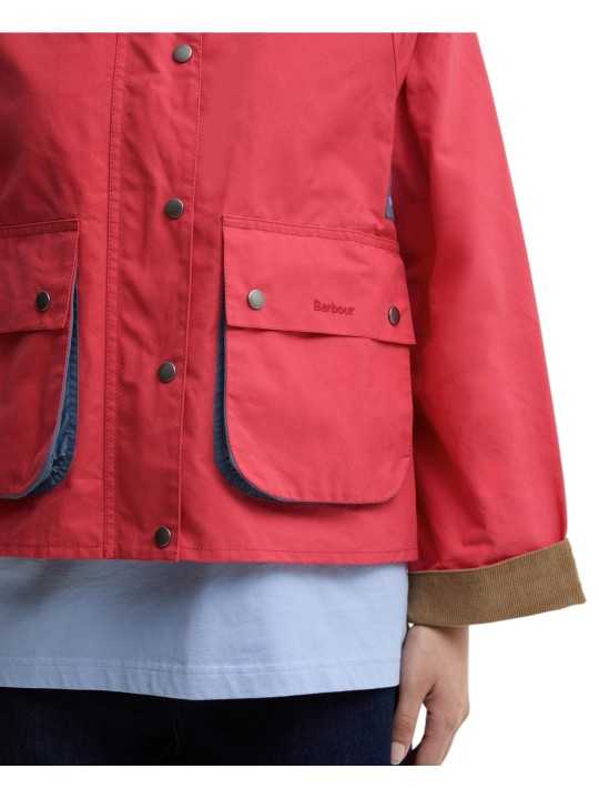 Veste Spey coton déperlant rouge col velours camel Paul Smith loves Barbour LCA0390 RE52 femme Strasbourg boutique poches