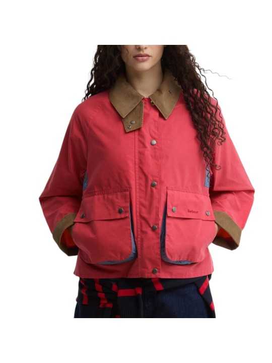 Veste Spey coton déperlant rouge col velours camel Paul Smith loves Barbour LCA0390 RE52 femme Strasbourg boutique front