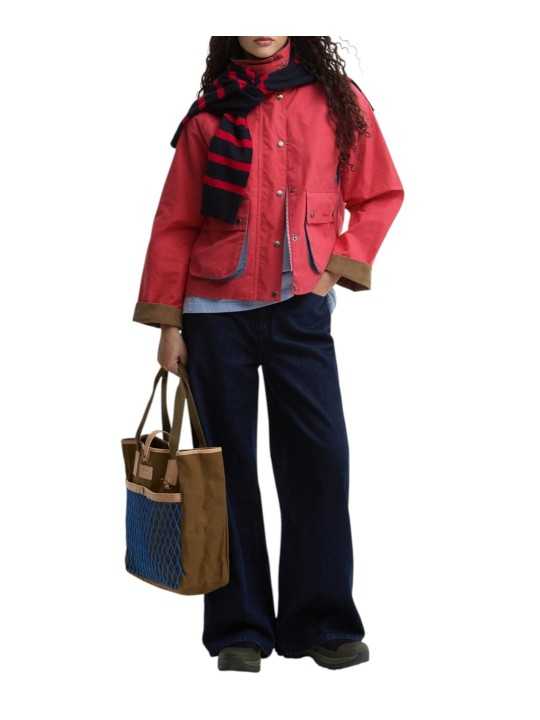 Veste Spey coton déperlant rouge col velours camel Paul Smith loves Barbour LCA0390 RE52 femme Strasbourg boutique look2