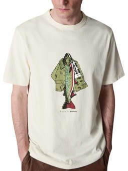 TSHIRT BLANC PRINT POISSON VESTE PAUL SMITH MTS1612 WH32 BARBOUR HOMME collab strasbourg face