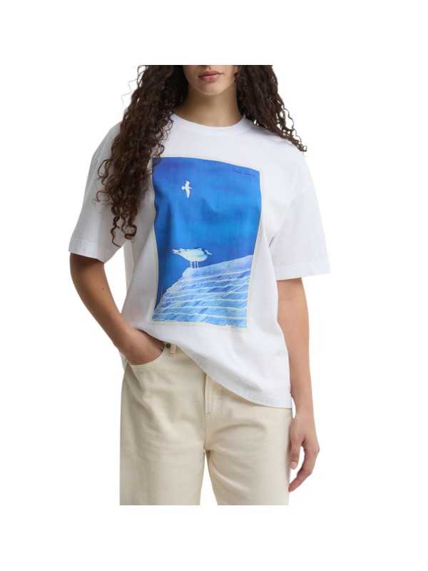 T-shirt blanc mouette bleue Paul Smith loves Barbour LTS0727 WH11 femme boutique Strasbourg front