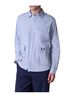 CHEMISE POCHES CIEL BRODEE HAMECONS MSH5782 BL54 PAUL SMITH loves BARBOUR M1R-M5782-VPOPLN-41 homme Strasbourg vue