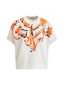 SWEAT BLANC SEQUINS ORANGE MANCHES COURTES JOLIES J2OW Essentiel Antwerp femme createur mode fashion strasbourg flat
