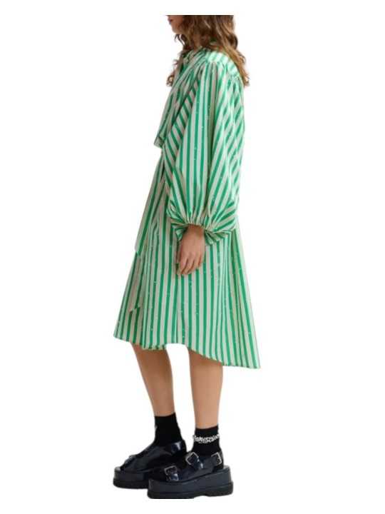 Robe chemise midi rayé sable vert swaro Jodianna J2OW Essentiel Antwerp femme createur mode fashion Strasbourg profil