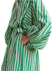 Robe chemise midi rayé sable vert swaro Jodianna J2OW Essentiel Antwerp femme createur mode fashion Strasbourg zoom