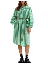 Robe chemise midi rayé sable vert swaro Jodianna J2OW Essentiel Antwerp femme createur mode fashion Strasbourg face