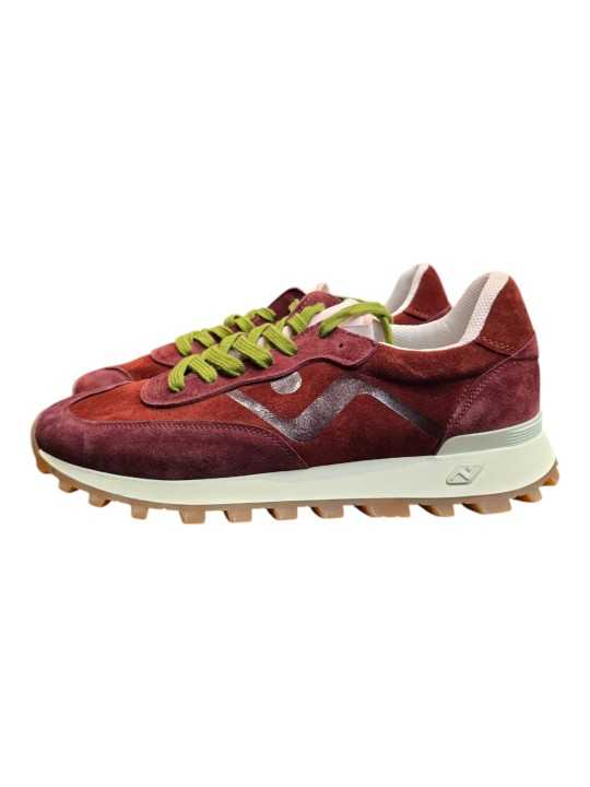 Baskets Veloce suède bordeaux lacets vert 310 No Map Society Homme boutique Strasbourg recto