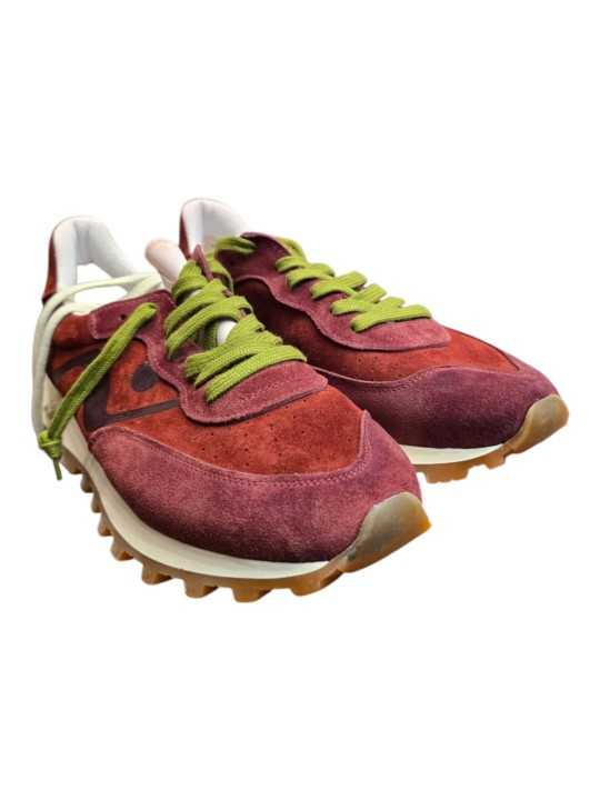 Baskets Veloce suède bordeaux lacets vert 310 No Map Society Homme boutique Strasbourg profil