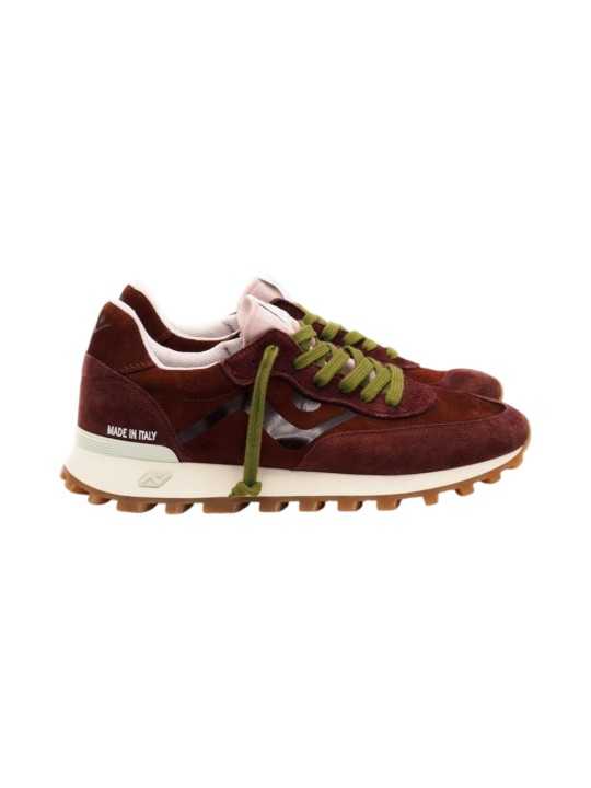 Baskets Veloce suède bordeaux lacets vert 310 No Map Society Homme boutique Strasbourg vue