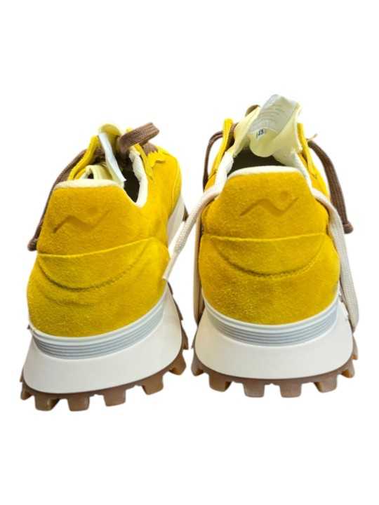 Baskets Veloce suède jaune lacets choco 407 No Map Society Homme boutique Strasbourg spoiler