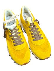 Baskets Veloce suède jaune lacets choco 407 No Map Society Homme boutique Strasbourg dessus