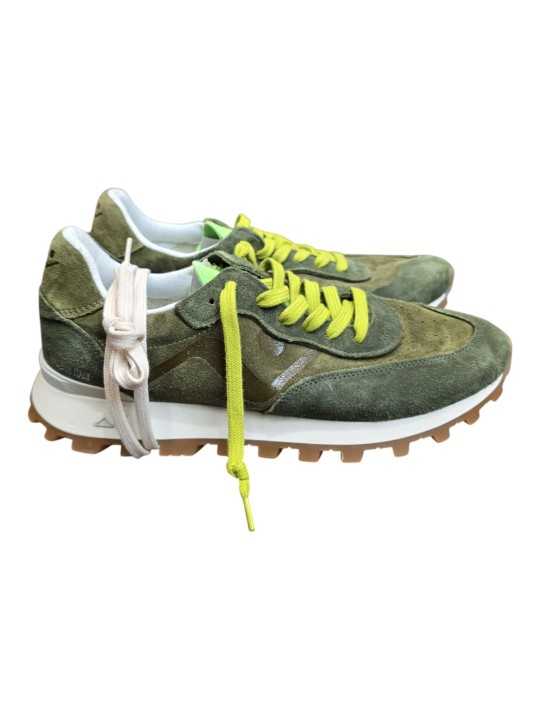 Baskets Veloce suède vert languette vert fluo 616 No Map Society Homme boutique Strasbourg face